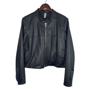 Spanx | Black Faux Leather Zip Moto Jacket